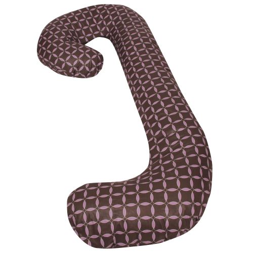  Leachco Snoogle Chic - Snoogle Total Body Pregnancy Pillow with Easy-off Zippered Cover - 100% Cotton Brown & Lilac Circles