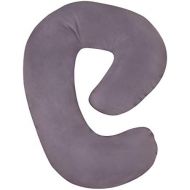 Leachco Snoogle Mini Chic Jersey - Compact Side Sleeper Pregnancy Pillow - Sky Gray