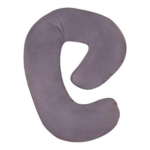  Leachco Snoogle Mini Chic Jersey - Compact Side Sleeper Pregnancy Pillow - Sky Gray