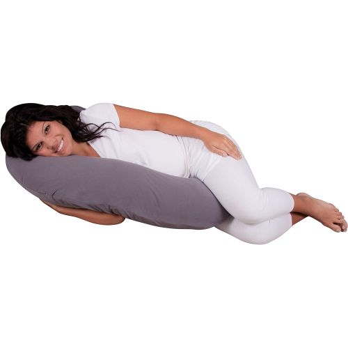  Leachco Snoogle Mini Chic Jersey - Compact Side Sleeper Pregnancy Pillow - Sky Gray