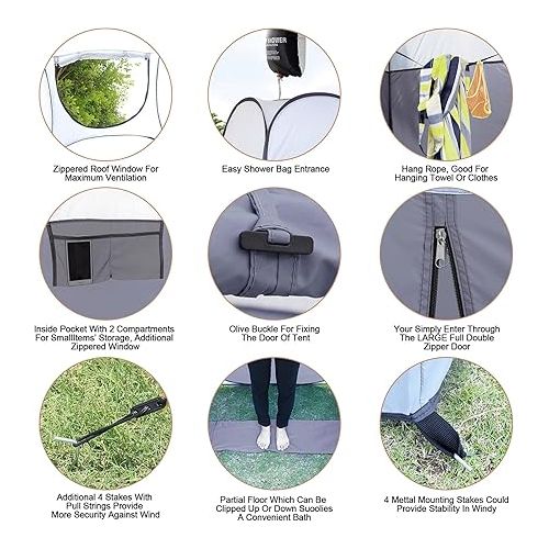  Leader Accessories Pop Up Shower Tent Dressing Changing Tent Pod Toilet Tent 4' x 4' x 78