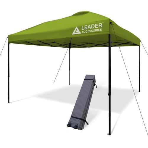  Leader Accessories Pop Up Canopy Tent 10x10 Canopy Instant Canopy Shelter Straight Leg Including Wheeled Carry Bag, Green