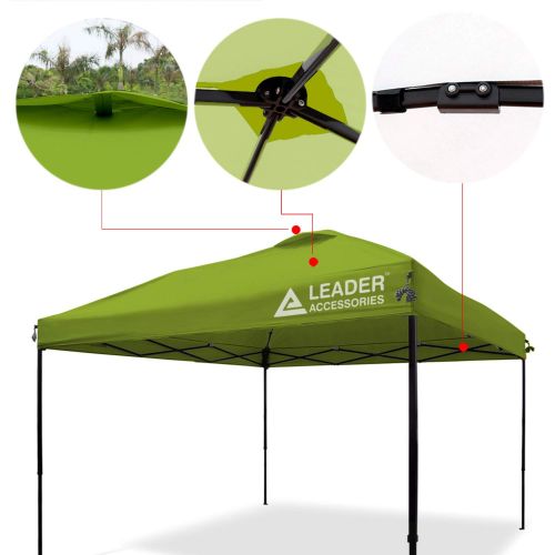  Leader Accessories Pop Up Canopy Tent 10x10 Canopy Instant Canopy Shelter Straight Leg Including Wheeled Carry Bag, Green