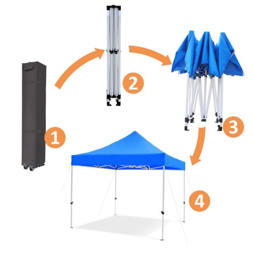  Leader Accessories 10 x 10 Pop Up Canopy Tent Instant Shelter Portable Folding Canopies Straight Leg with Wheeled Carry Bag, Silver