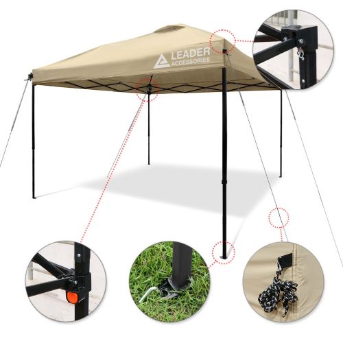  Leader Accessories 10 x 10 Pop Up Canopy Tent Instant Shelter Portable Folding Canopies Straight Leg with Wheeled Carry Bag, Silver