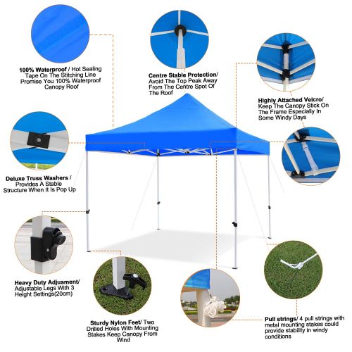  Leader Accessories 10 x 10 Pop Up Canopy Tent Instant Shelter Portable Folding Canopies Straight Leg with Wheeled Carry Bag, Silver