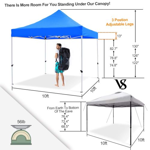  Leader Accessories 10 x 10 Pop Up Canopy Tent Instant Shelter Portable Folding Canopies Straight Leg with Wheeled Carry Bag, Silver