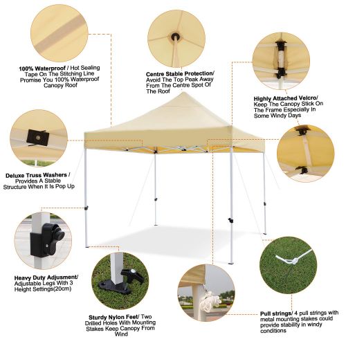  Leader Accessories 10 x 10 Pop Up Canopy Tent Instant Shelter Portable Folding Canopies Straight Leg with Wheeled Carry Bag, Silver