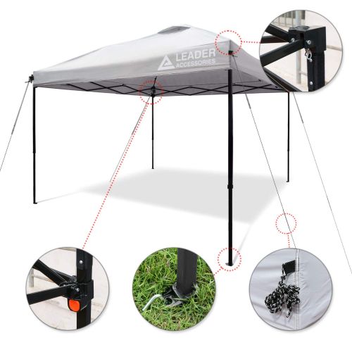  Leader Accessories 10 x 10 Pop Up Canopy Tent Instant Shelter Portable Folding Canopies Straight Leg with Wheeled Carry Bag, Silver