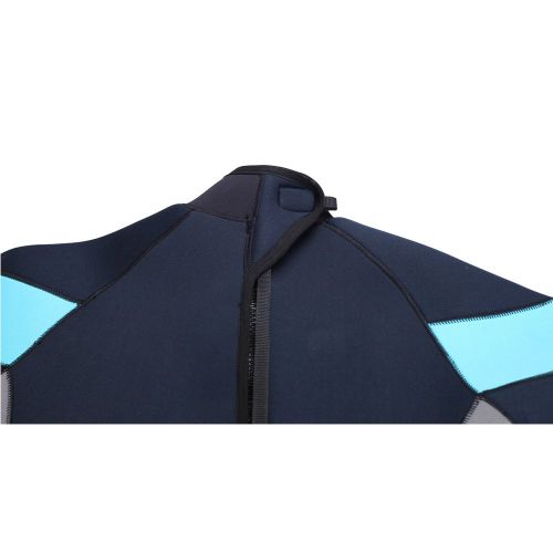  Leader Accessories Mens 5mm Black/Aqua Blue/Gray Wetsuit for Scuba Diving Fullsuit Jumpsuit