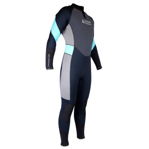  Leader Accessories Mens 5mm Black/Aqua Blue/Gray Wetsuit for Scuba Diving Fullsuit Jumpsuit