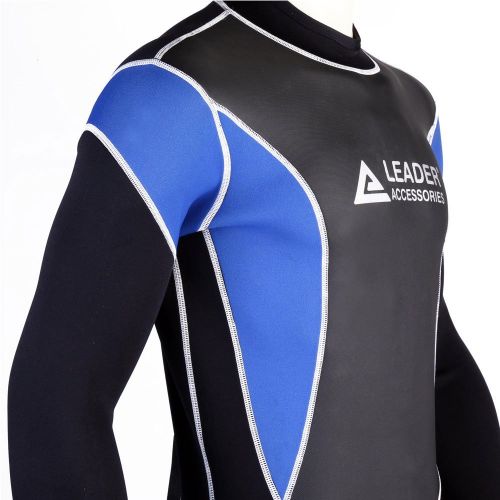  Leader Accessories 2.5mm Black/Blue Mens Fullsuit Jumpsuit Wetsuit