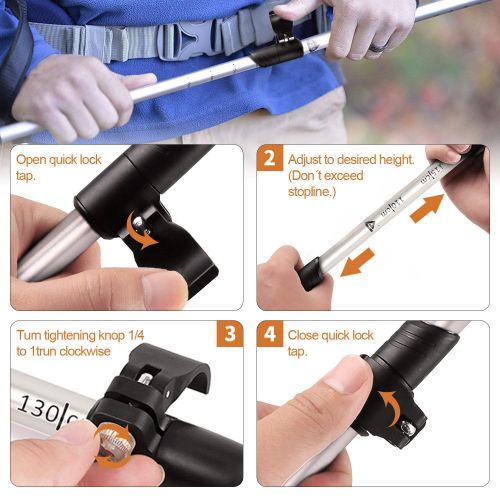  Leader Accessories Adjustable Lightweight Carbon Fiber Hiking/Walking/Trekking Poles with Ergo Cork & Quick Locks (Up to 53) for Exploration, Backpacking, Climbing, Camping