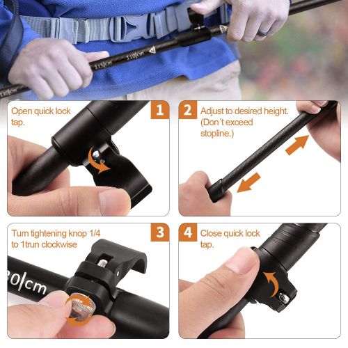  Leader Accessories Adjustable Lightweight Carbon Fiber Hiking/Walking/Trekking Poles with Ergo Cork & Quick Locks (Up to 53) for Exploration, Backpacking, Climbing, Camping