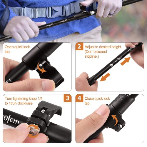  Leader Accessories Adjustable Lightweight Carbon Fiber Hiking/Walking/Trekking Poles with Ergo Cork & Quick Locks (Up to 53) for Exploration, Backpacking, Climbing, Camping