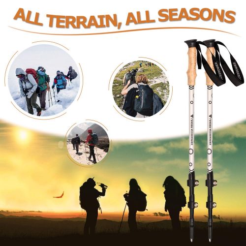 Leader Accessories Adjustable Lightweight Carbon Fiber Hiking/Walking/Trekking Poles with Ergo Cork & Quick Locks (Up to 53) for Exploration, Backpacking, Climbing, Camping