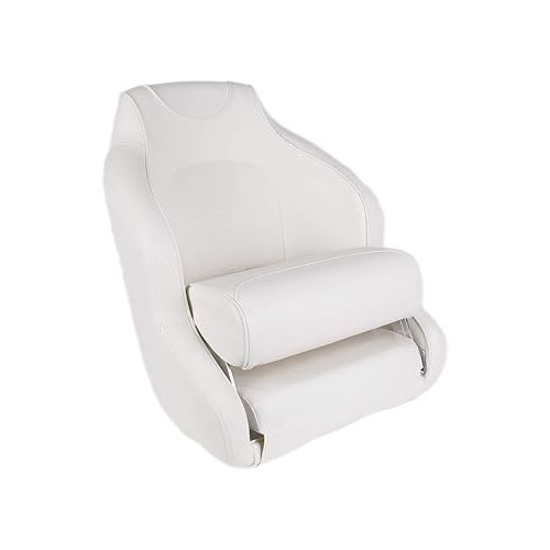  Leader Accessories Two Tone Captains Bucket Seat Boat Seat Premium Sports Flip Up Boat Seat (Model A - White)