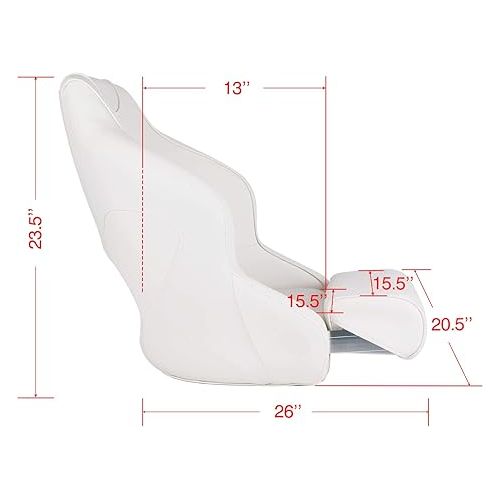  Leader Accessories Two Tone Captains Bucket Seat Boat Seat Premium Sports Flip Up Boat Seat (Model A - White)