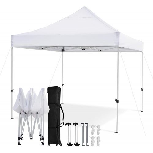  [아마존핫딜][아마존 핫딜] Leader Accessories Premium 10 x 10 Pop up Canopy Tent Commercial Instant Shelter Straight Leg with Wheeled Carry Bag, White