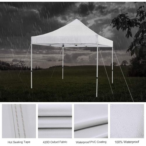  [아마존핫딜][아마존 핫딜] Leader Accessories Premium 10 x 10 Pop up Canopy Tent Commercial Instant Shelter Straight Leg with Wheeled Carry Bag, White