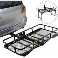 Leader Accessories Hitch Mount Cargo Basket Folding Cargo Carrier Luggage Basket 60 L x 24 W x 6 H with 500 LB Capacity Fits 2 Receiver