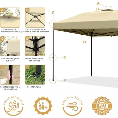  Leader Accessories Pop Up Canopy Tent 10x10 Canopy Instant Canopy Straight Leg Shelter with Wheeled Carry Bag, Beige