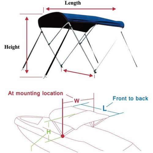  [아마존베스트]Leader Accessories 4 Bow Bimini Tops Boat Cover 4 Straps for Front and Rear Includes Hardwares with 1 Inch Aluminum Frame