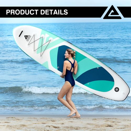  Leader Accessories Inflatable Stand Up Paddle Board 106x33x6 ISup for All Skill Levels with SUP Accessories Including Adjustable Paddle, Backpack, Leash, Hand Pump