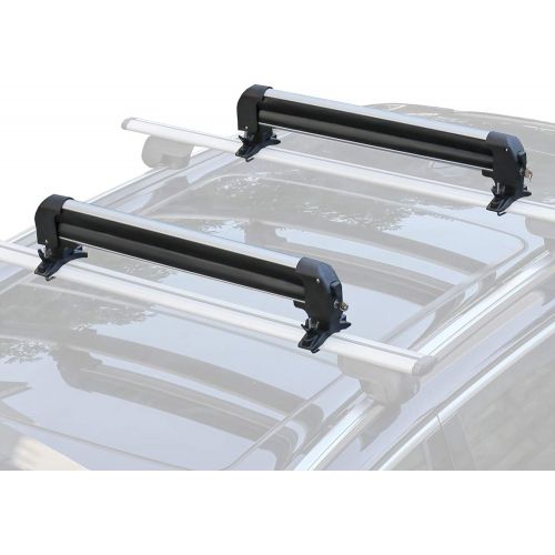  Leader Accessories Car Ski Snowboard Roof Racks, 2 PCS Universal Ski Roof Rack Carriers Snowboard Top Holder, Lockable Fit Most Vehicles Equipped Cross Bars - Deluxe