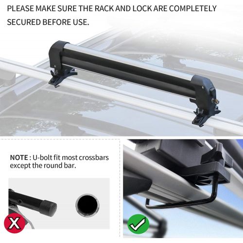  Leader Accessories Car Ski Snowboard Roof Racks, 2 PCS Universal Ski Roof Rack Carriers Snowboard Top Holder, Lockable Fit Most Vehicles Equipped Cross Bars - Deluxe