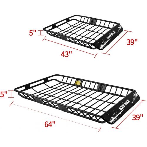  Leader Accessories Upgraded Roof Rack with 150 LB Capacity Extension 64x 39x 5 Car Top Luggage Holder Carrier Basket Fit for SUV Truck Cars