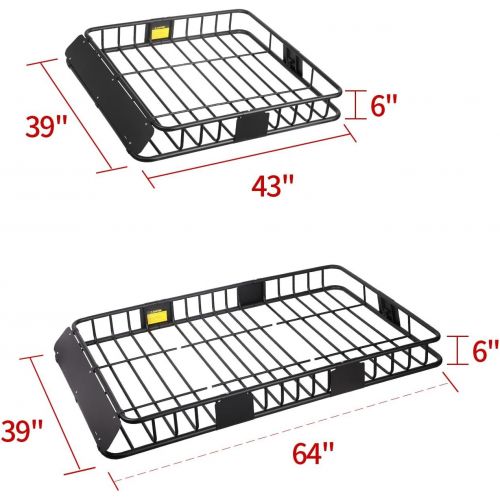  Leader Accessories Roof Rack Cargo Basket with 150LB Capacity Car Top Luggage Carrier 64x 39x 6 Fit for SUV Truck Cars