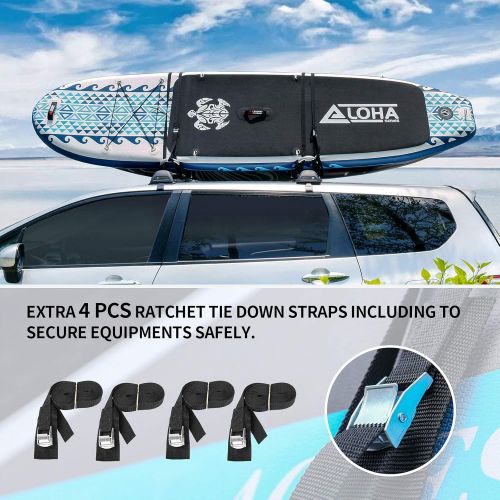  Leader Accessories 2 in 1 Aluminum Folding Kayak Rack J Bar Car Roof Rack for Canoe Surf Board SUP On Roof Top Mount On SUV, Car and Truck Crossbar with 4 pcs Tie Down Straps