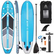Leader Accessories 106 and 112 Inflatable Stand Up Board with Fins (6 Thick) Includes Adjustable Paddle,Kayak Leash,ISUP Backpack,Pump with Gauge