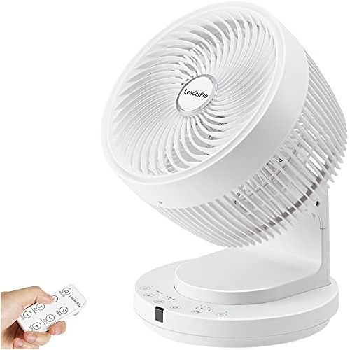  [아마존베스트]LeaderPro DC Motor Fan with Remote Control 7.4 m/s Turbo and 25 dB Fan Quiet Air Flow Table Fan, Touch Screen, Diameter 27 cm, 8 Wind Strengths, 4 Blades, 35 W, White EU Plug