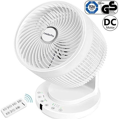  [아마존베스트]LeaderPro DC Motor Fan with Remote Control 7.4 m/s Turbo and 25 dB Fan Quiet Air Flow Table Fan, Touch Screen, Diameter 27 cm, 8 Wind Strengths, 4 Blades, 35 W, White EU Plug