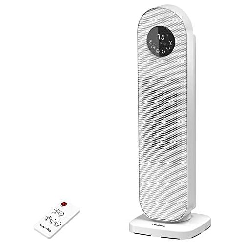  LeaderPro 24 Electric Tower Space Heater with Remote, 1500W Thermostat 12H Timer Ceramic Tip-over & Overheat Protection Oscillation Heaters Portable for Bedroom Indoor Home Office
