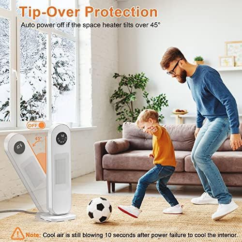  LeaderPro 24 Electric Tower Space Heater with Remote, 1500W Thermostat 12H Timer Ceramic Tip-over & Overheat Protection Oscillation Heaters Portable for Bedroom Indoor Home Office