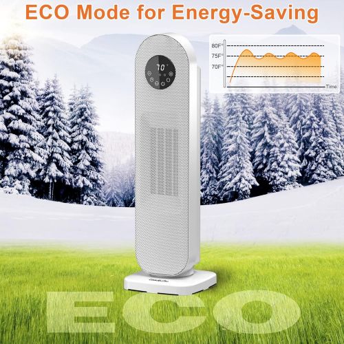  LeaderPro 24 Electric Tower Space Heater with Remote, 1500W Thermostat 12H Timer Ceramic Tip-over & Overheat Protection Oscillation Heaters Portable for Bedroom Indoor Home Office