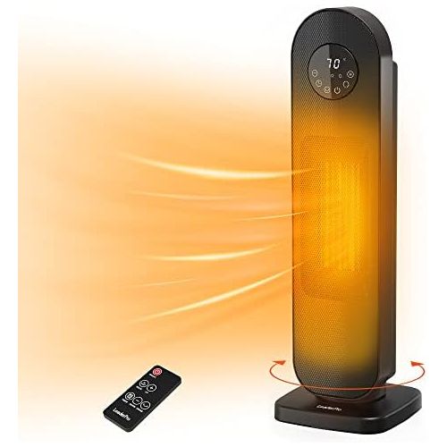  LeaderPro 24 Electric Tower Space Heater with Remote, 1500W Thermostat 12H Timer Ceramic Tip-over & Overheat Protection Oscillation Heaters Portable for Bedroom Indoor Home Office