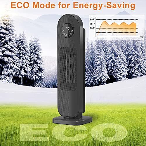  LeaderPro 24 Electric Tower Space Heater with Remote, 1500W Thermostat 12H Timer Ceramic Tip-over & Overheat Protection Oscillation Heaters Portable for Bedroom Indoor Home Office