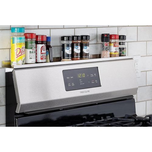  Leading Concepts Stove Top Shelf & Spice Rack w/ spill preventing lip Kitchen Shelf Food Grade Stainless Steel Easy Install no Tools Required Fits Standard 30 inch Stove width