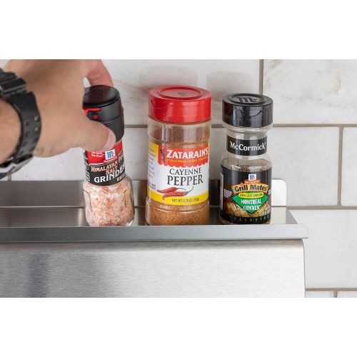  Leading Concepts Stove Top Shelf & Spice Rack w/ spill preventing lip Kitchen Shelf Food Grade Stainless Steel Easy Install no Tools Required Fits Standard 30 inch Stove width