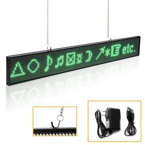  Leadleds 20 x 4 Inches Green Scrolling Message Display Board, WiFi and USB Programmable by Smartphone and Tablet PC for Office Notice, Car Windows, Business Store Advertising