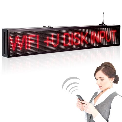  Leadleds 40-in WiFi Sign LED Message Board with Temperature Sensor, Fast Programmable by Smartphone and PC Software, Indoor Use for Advertising, Store, School, Cafe, Car Windows (R