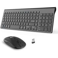 [아마존베스트]LeadsaiL Wireless Keyboard Mouse Set, 2.4G Quiet Wireless Mouse and Slim Keyboard Combo (QWERTZ, German Layout) with 2 in 1 USB Nano Receiver for PC, Desktop, Notebook, Laptop, Win