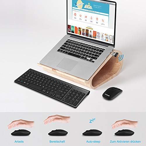  [아마존베스트]LeadsaiL Wireless Keyboard Mouse Set, 2.4G Quiet Wireless Mouse and Slim Keyboard Combo (QWERTZ, German Layout) with 2 in 1 USB Nano Receiver for PC, Desktop, Notebook, Laptop, Win