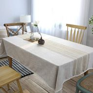 Leadtimes Lace Linen Tablecloth Coffee Rectangle Stitching Embroidery Table Cover with Macrame Lace Edge Waterproof for Kitchen Dinning(Coffee, 55 x 87)