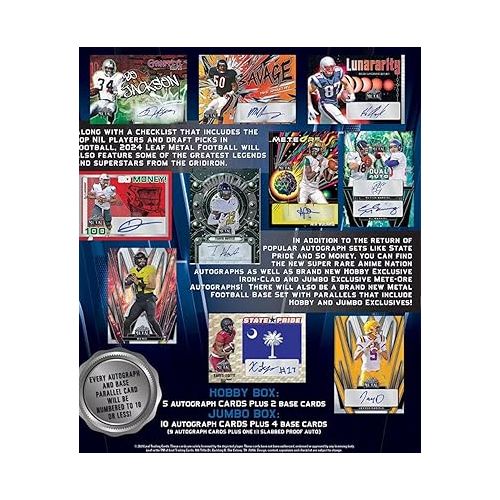  2024 Leaf Metal Football JUMBO box (14 cards incl. TEN Autograph cards per box)