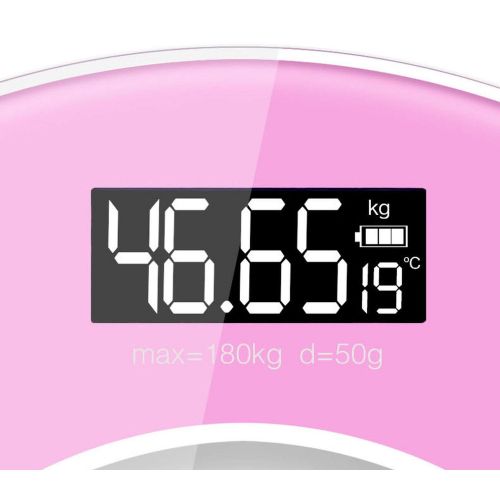  Leah Lambert digital-bath-scales USB Bathroom Weight Scale Floor Body Weighing Human Scale Built-in Battery Round Night Vision Temperature Black Pink,Pink
